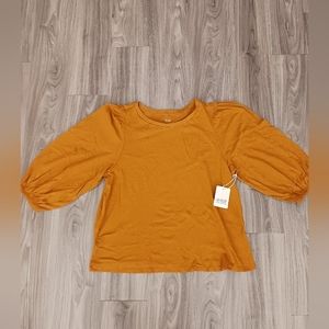 Ana Womens Round Neck 3/4 Sleeve Top Buckton Brown